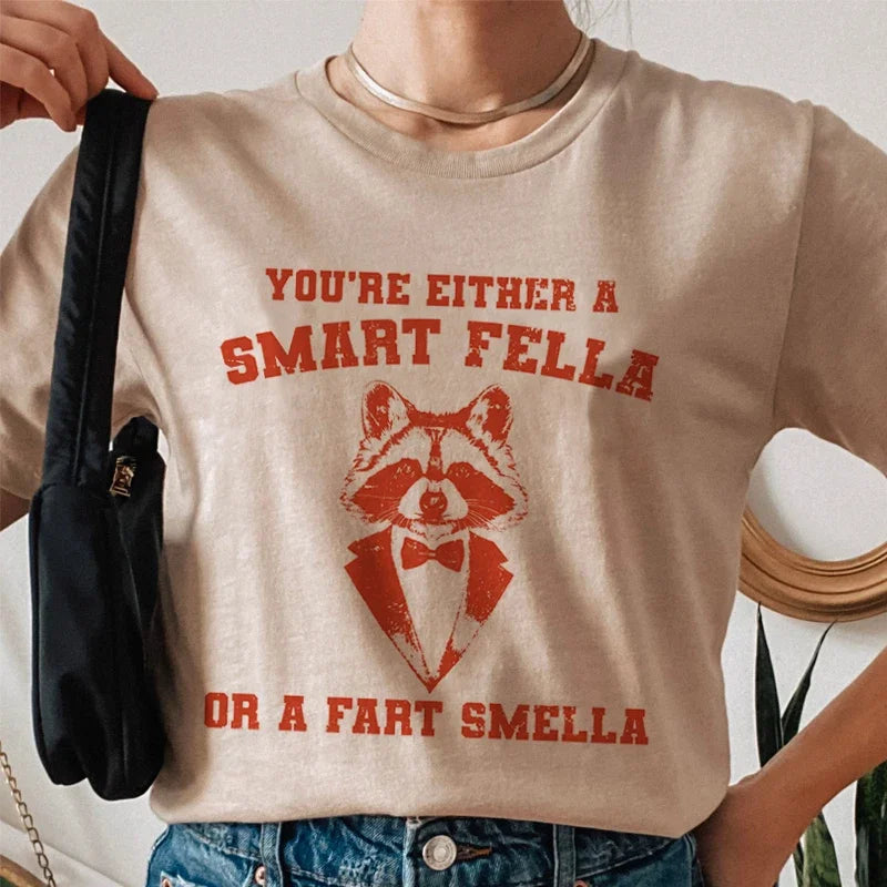 Cartoon Raccoon Hippie Meme T-shirt - Fashionpara