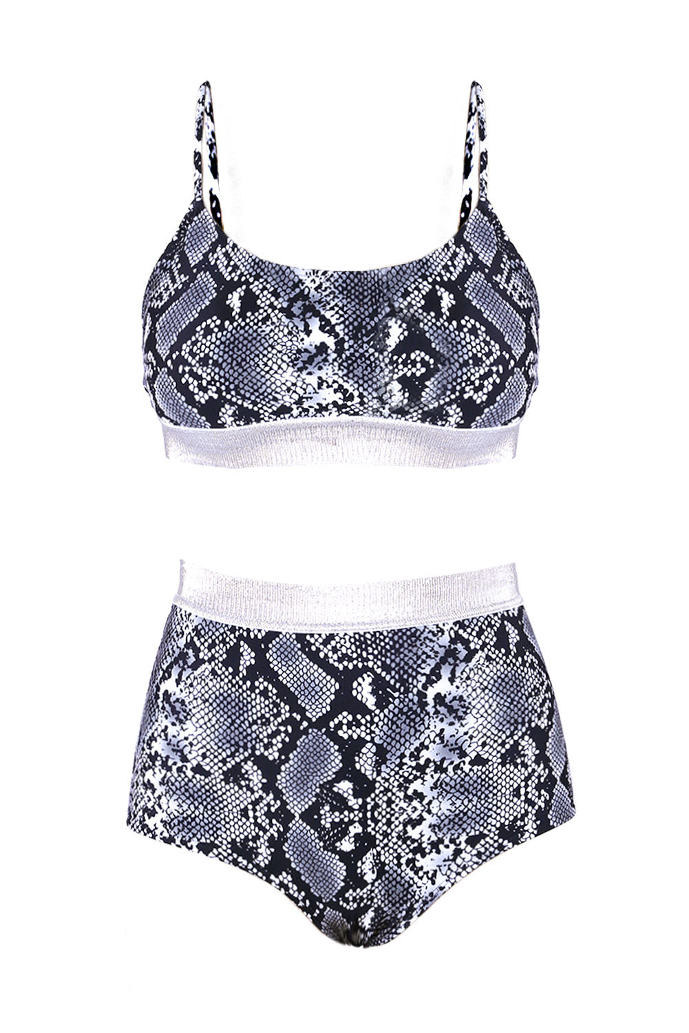 Snake Print Two-piece High Waisted Bikini Set