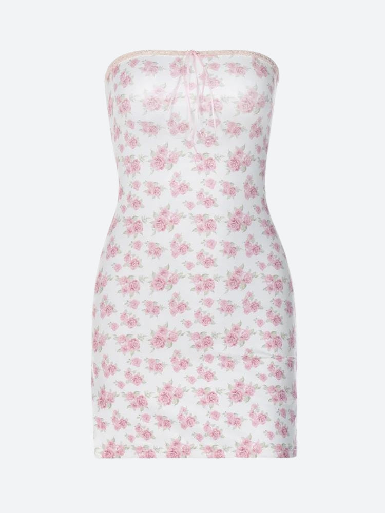 Ditsy Floral Strapless Ruched Bodycon Mini Dress 3