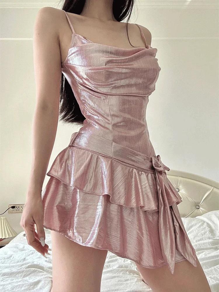 Metallic Cowl Neck Bubble Hem Bodycon Mini Dress 3