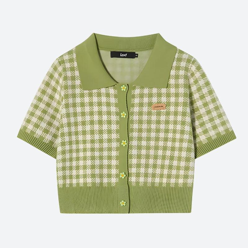 Soft Girl Plaid Crop Cardigan 3