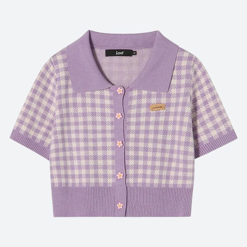 Soft Girl Plaid Crop Cardigan 4