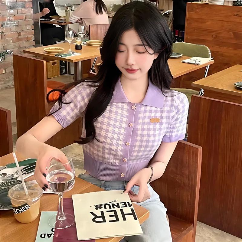 Soft Girl Plaid Crop Cardigan 6