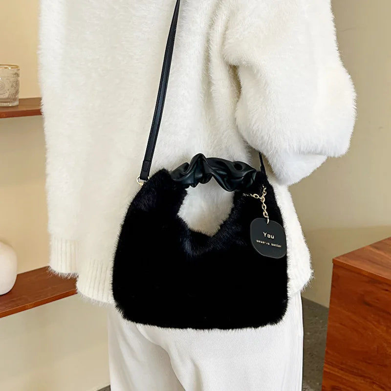 Soft Plush Simple Crossbody Handbag Women’s Bag