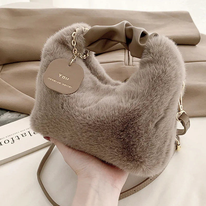 Soft Plush Simple Crossbody Handbag Women’s Bag