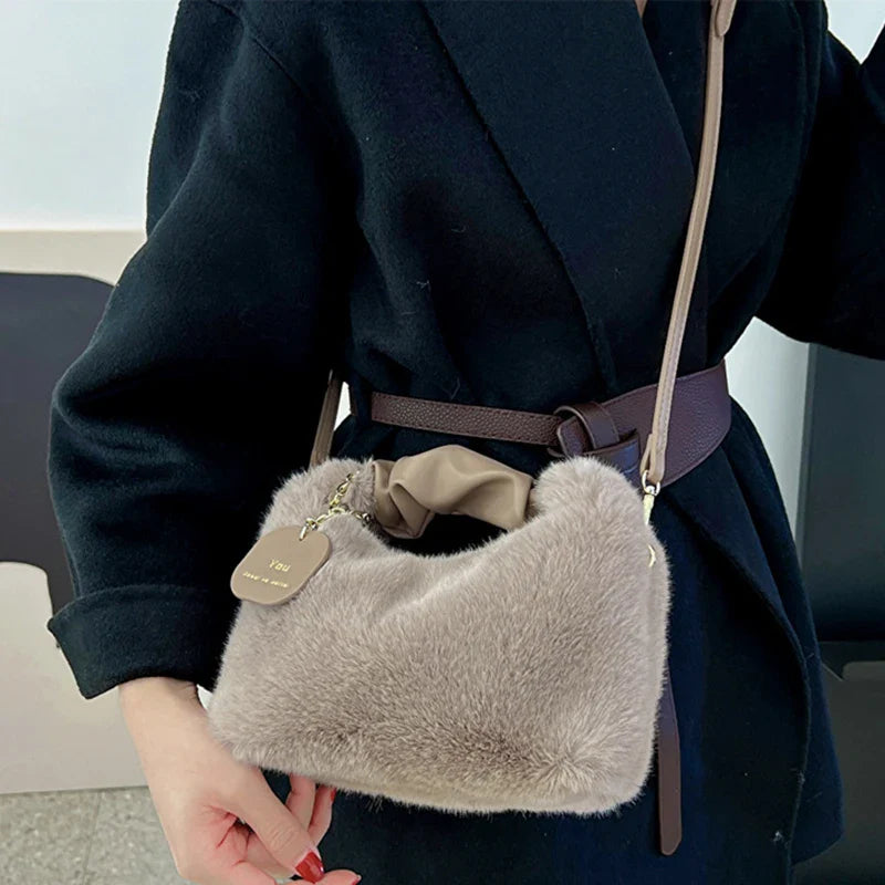 Soft Plush Simple Crossbody Handbag Women’s Bag