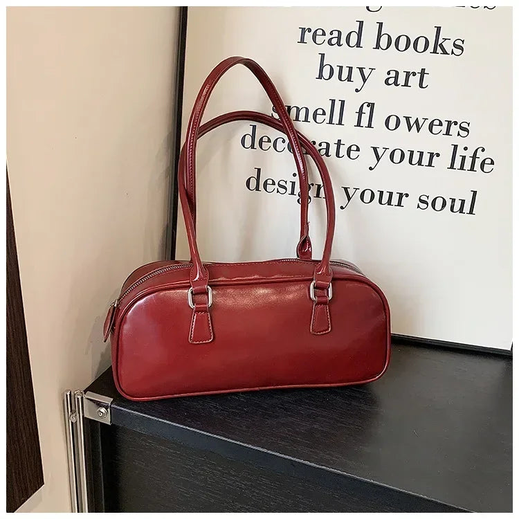 Spring Retro PU Leather Underarm Shoulder Bag