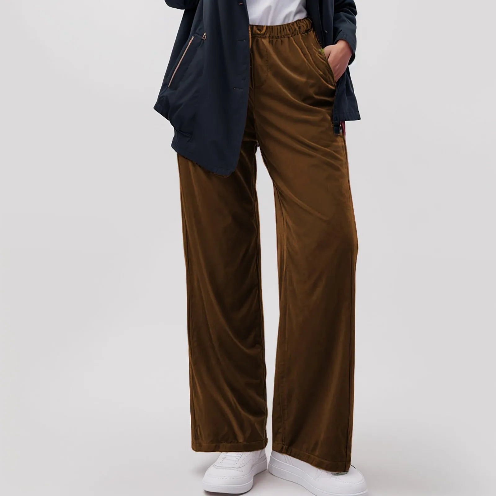 Solid Pocket Stretch Yoga Casual Pants