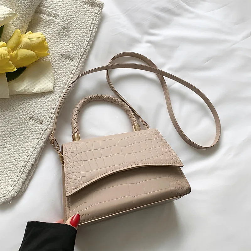 Solid Color PU Leather Designer Crossbody Handbag