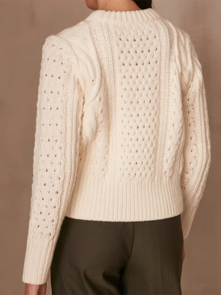 Crochet Round Neck Long Sleeve Sweater 6