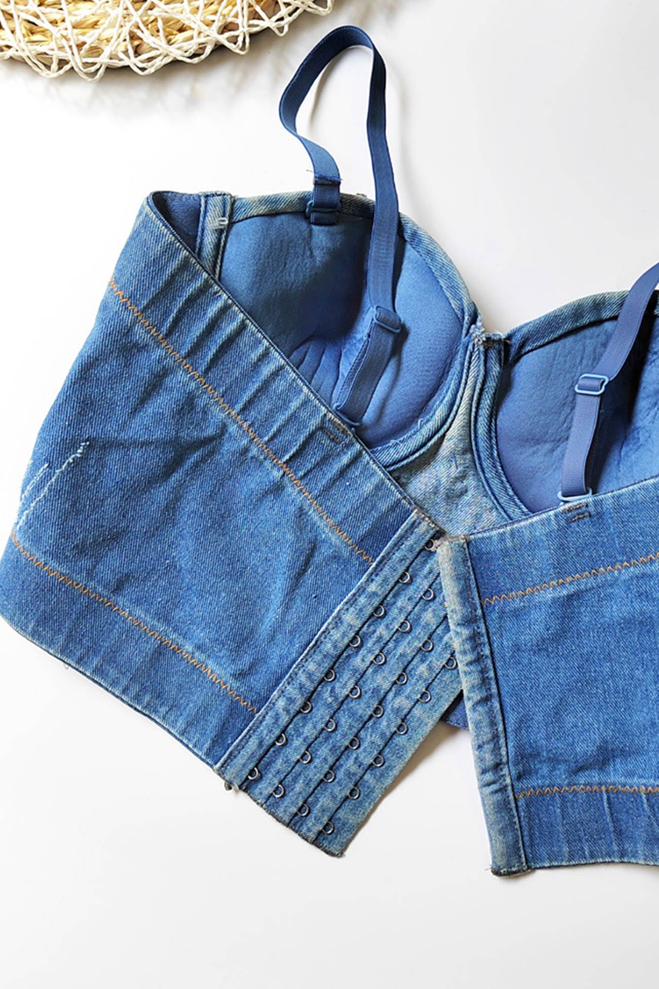 Solid Corset Denim Cami Top - Fashionpara