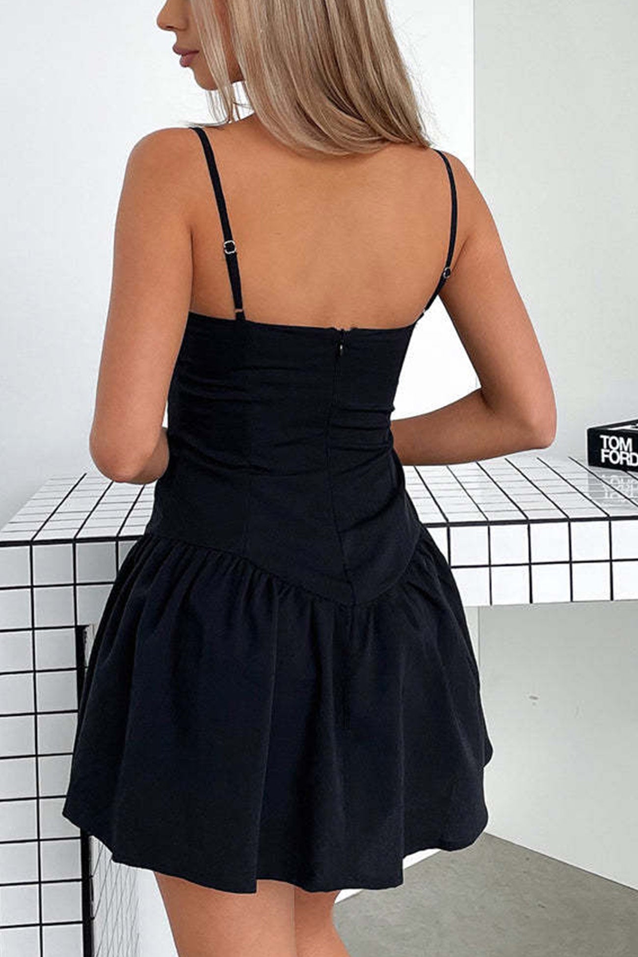 Solid Corset Ruched Cami Dress - Fashionpara