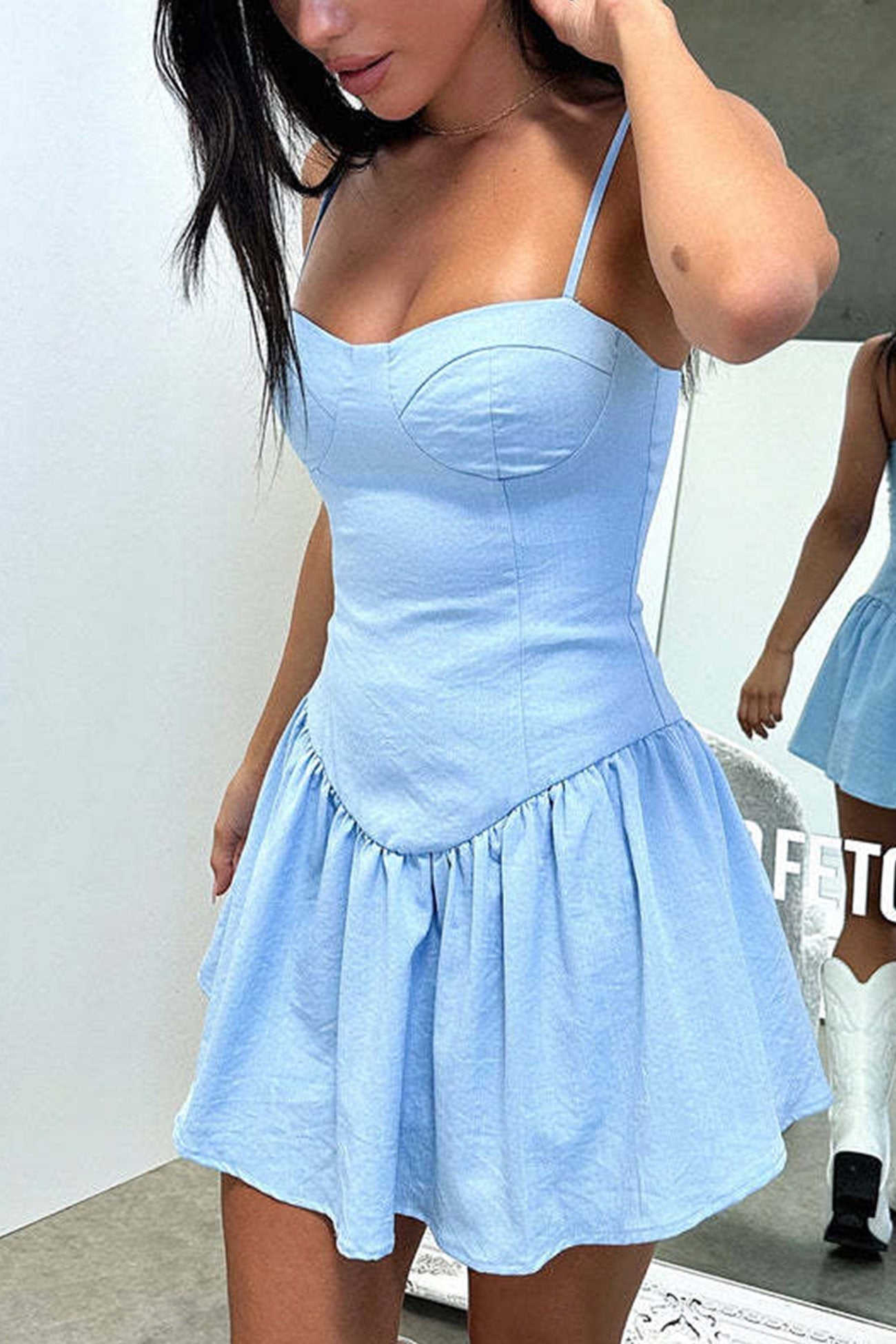 Solid Corset Ruched Cami Dress - Fashionpara