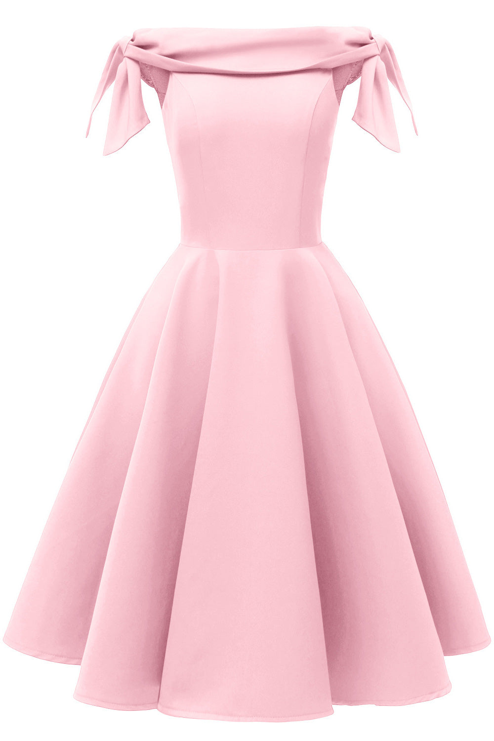 Solid Off-the-shoulder Knotted Prom Dress