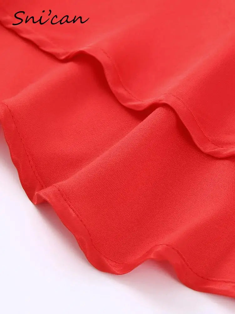 Red One Shoulder Long Sleeve Party Club Christmas Dress - Fashionpara