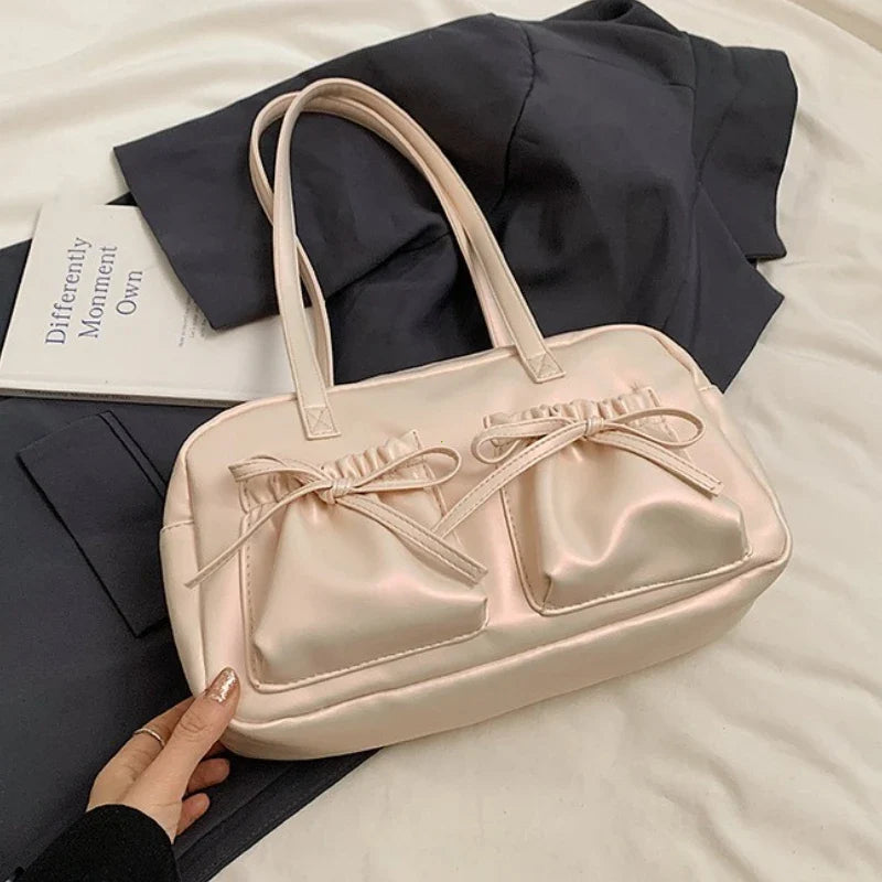 Glossy PU Sewing Thread Shoulder Bag