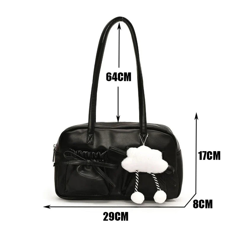 Glossy PU Sewing Thread Shoulder Bag