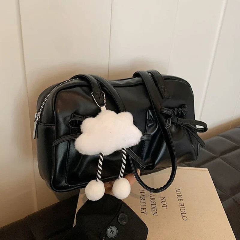 Glossy PU Sewing Thread Shoulder Bag