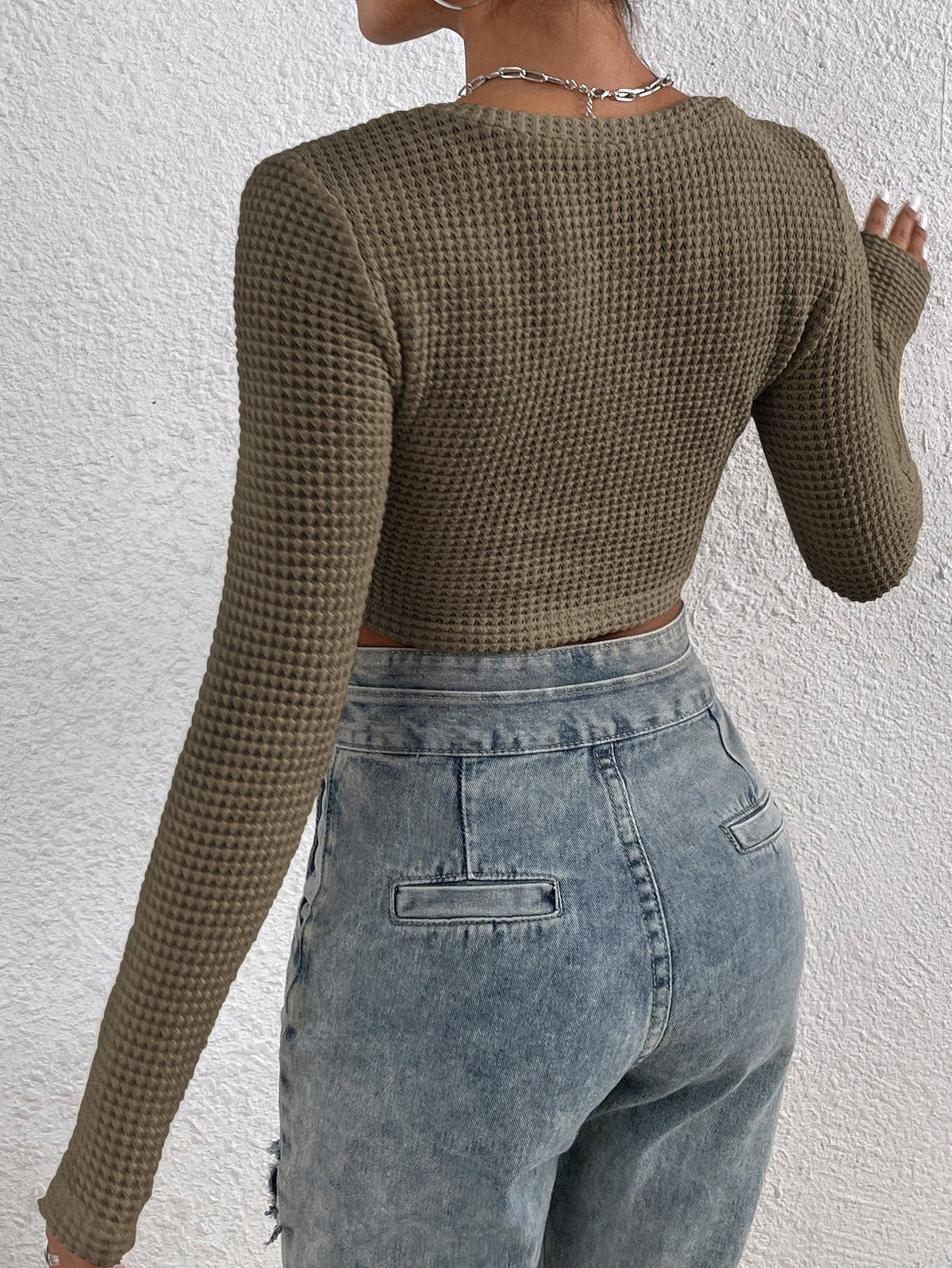 KittenAlarm - Solid V Neck Crop Tee