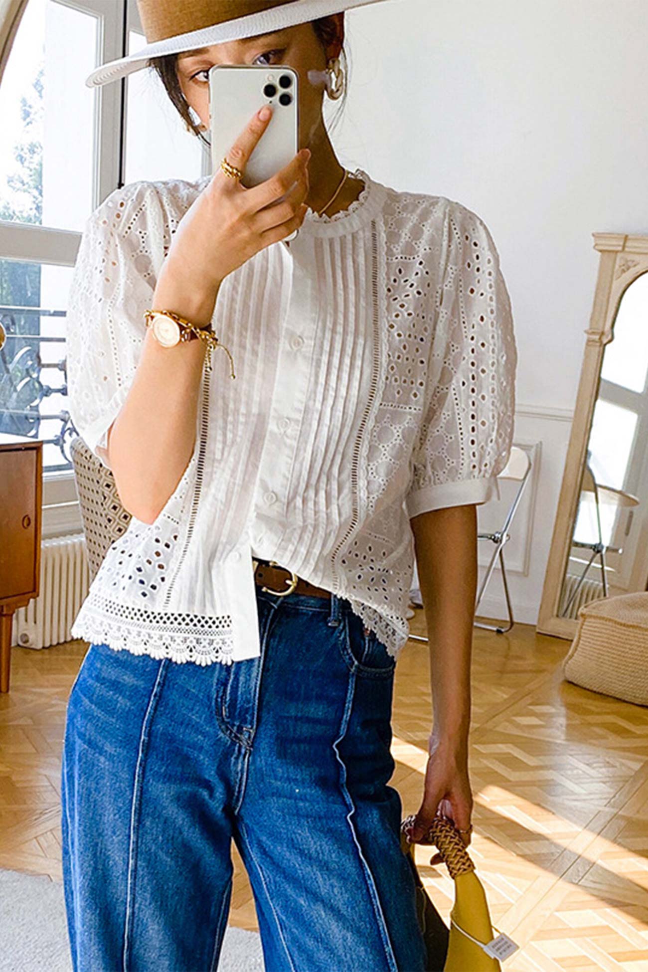 Lace Crochet Button-Up Cotton Shirts