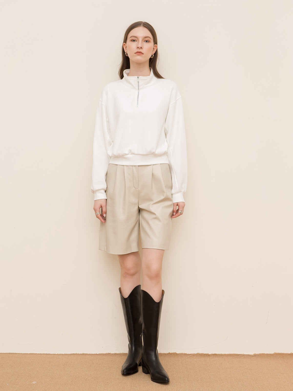 KittenAlarm - Solid color loose long-sleeved zipper sweater