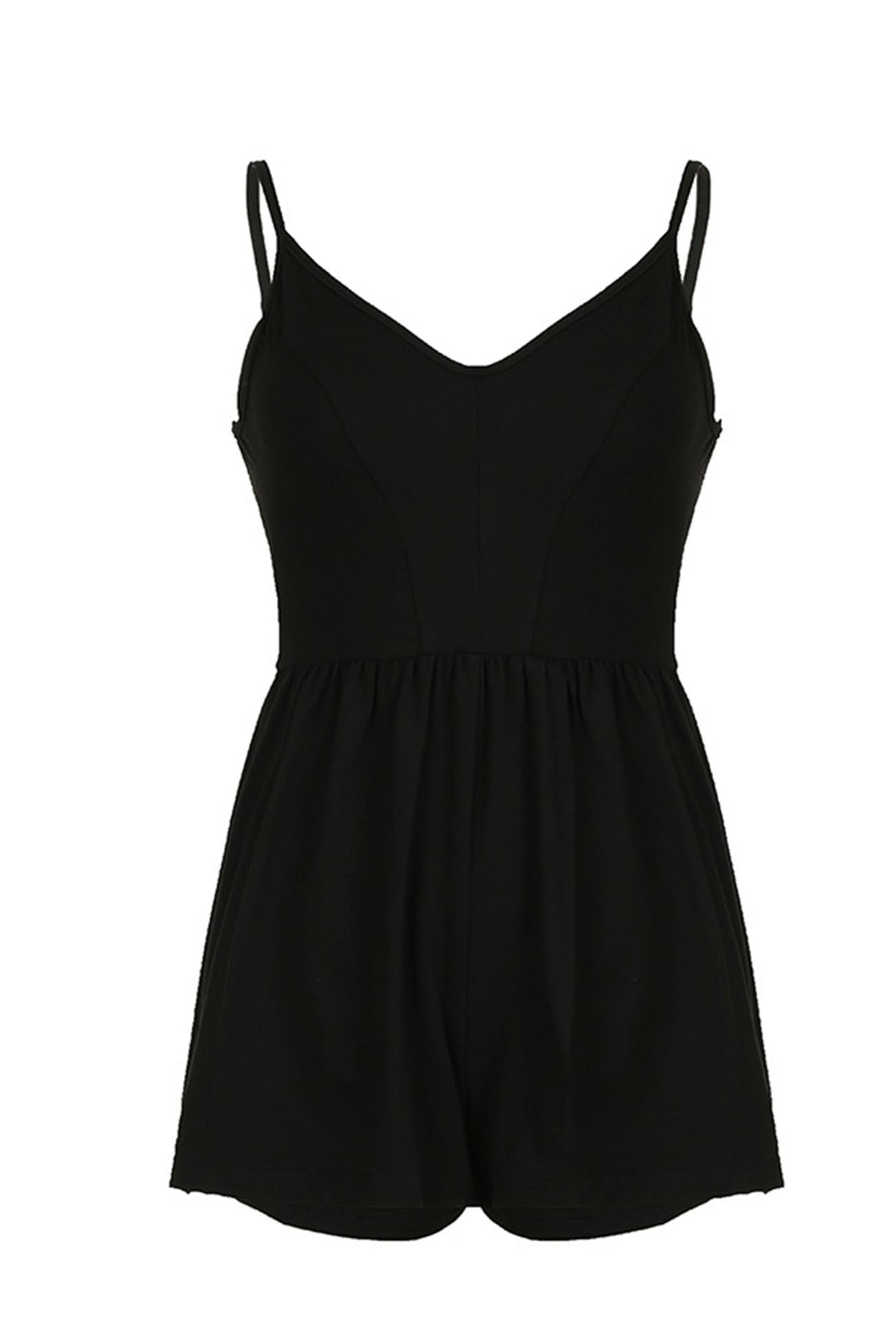 Solid Color Backless Suspender Rompers - Fashionpara