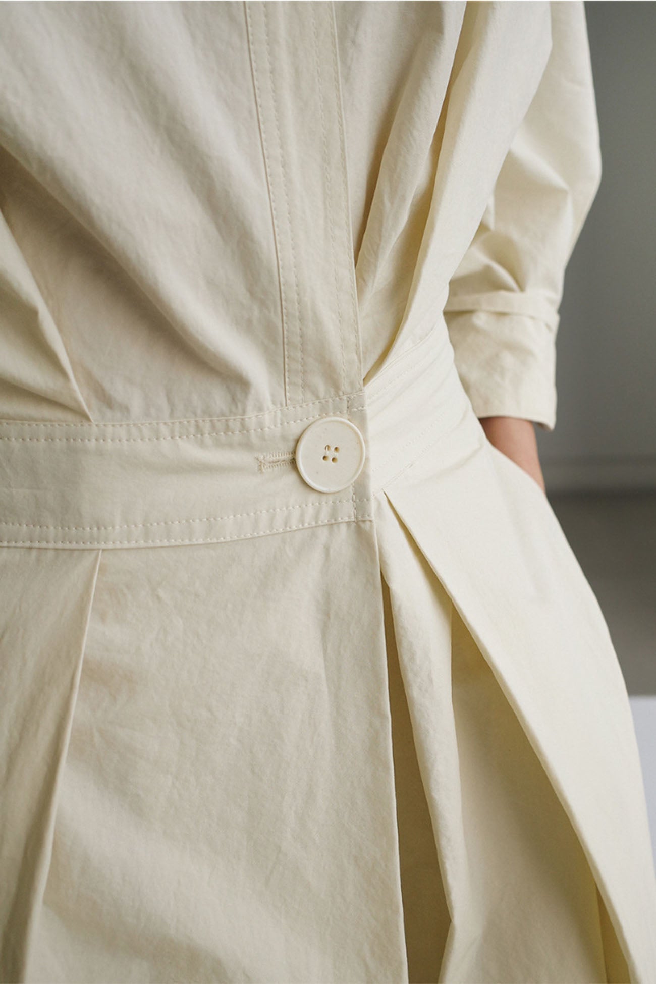 Cotton Long Sleeve A-Line Shirt Midi Dress