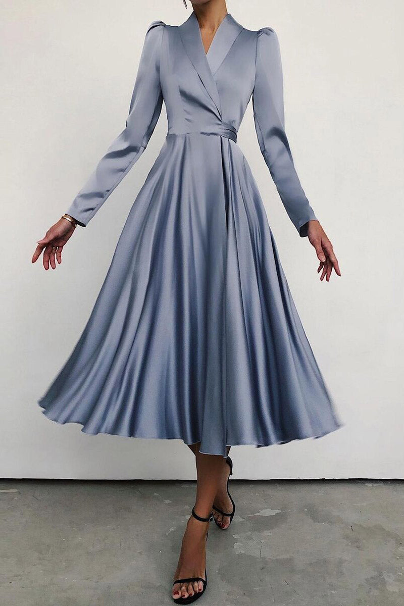 Solid Color Long Sleeve Dress