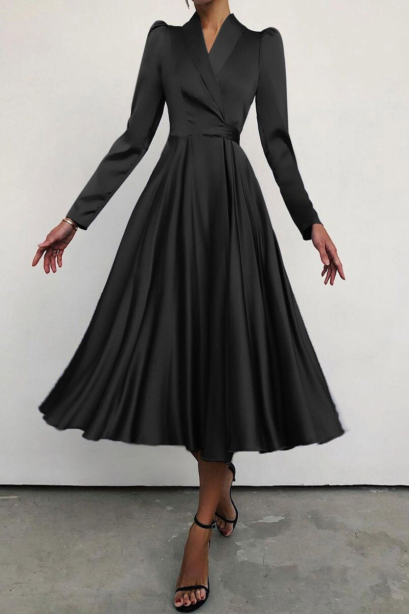 Solid Color Long Sleeve Dress