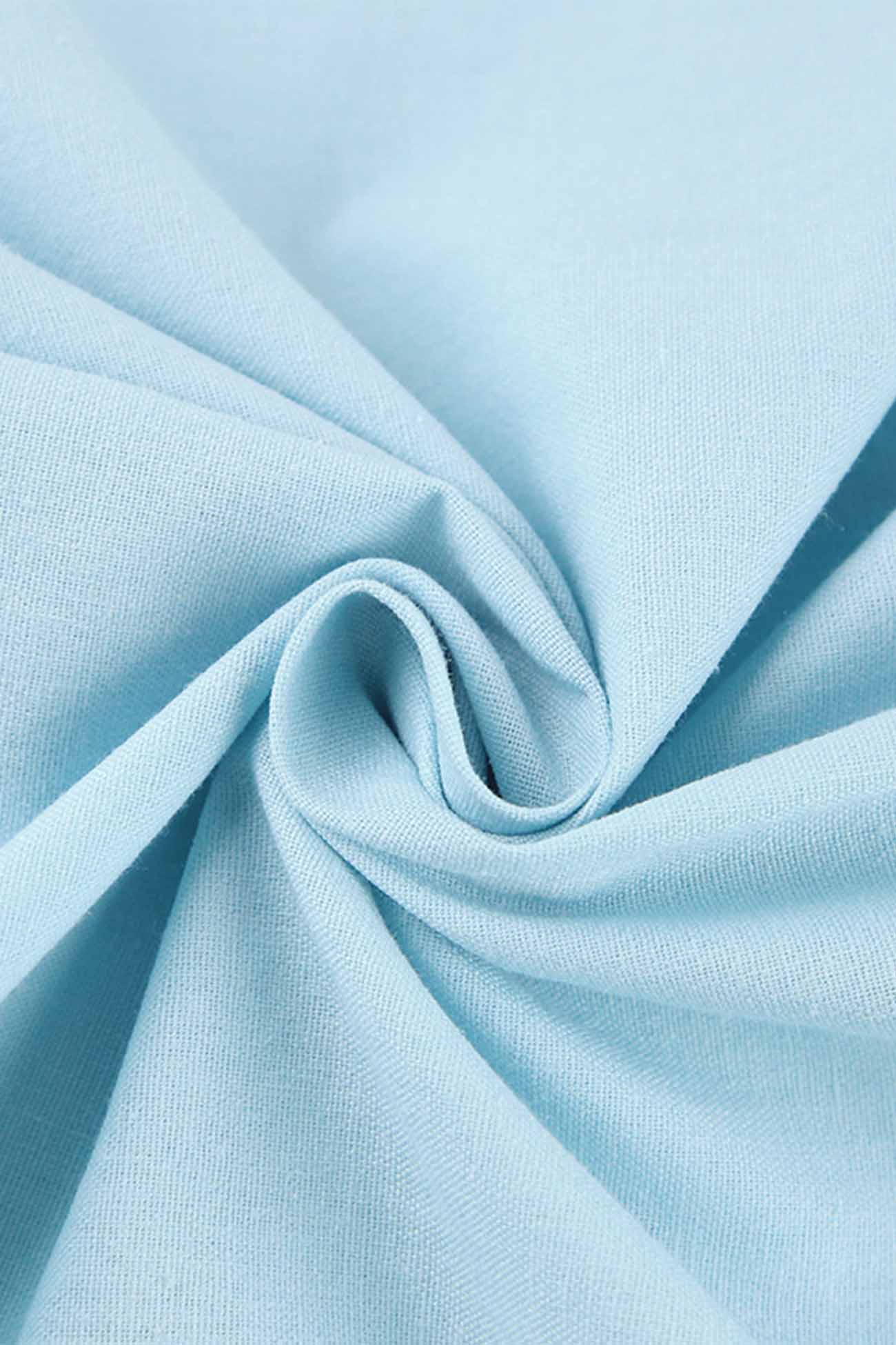 Solid Color Puff Sleeve Knot Midi Dress