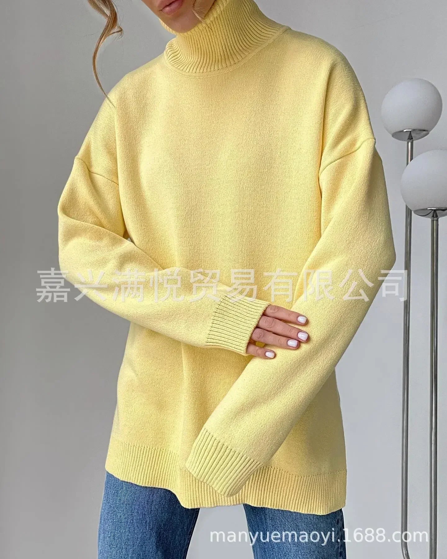 Colorblock  Turtleneck  Thick Sweater