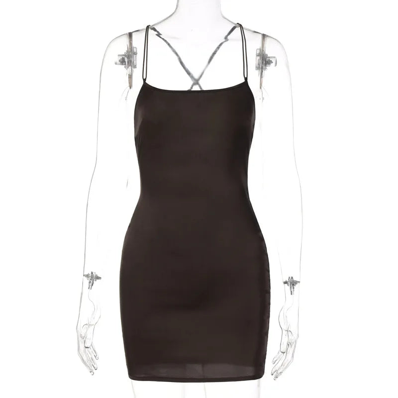 Satin Cowl Neck Strappy Ruched Bodycon Mini Dress 6