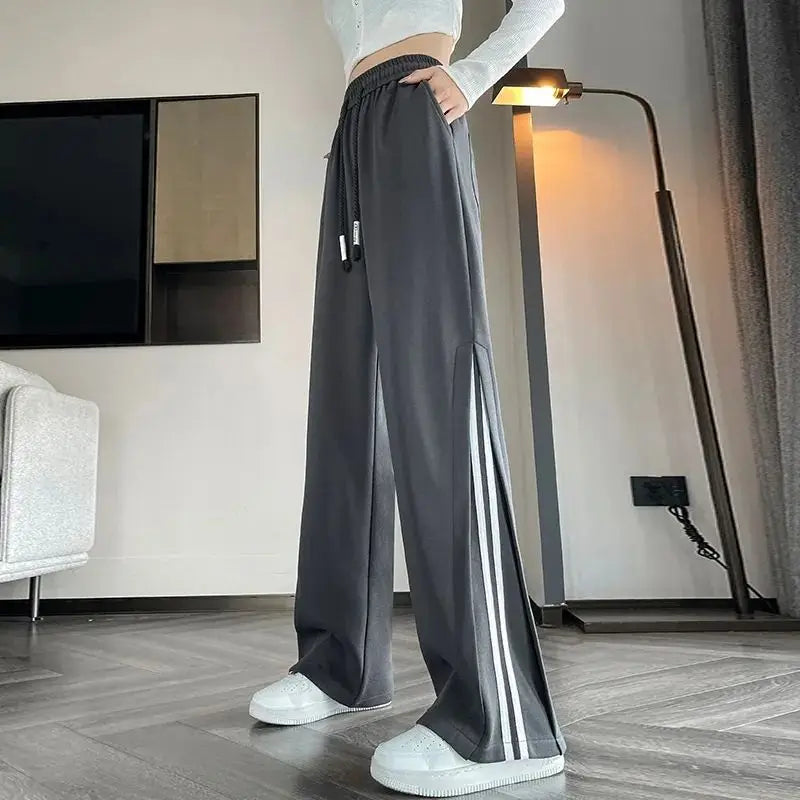 Striped Sports Casual High Waist Pants