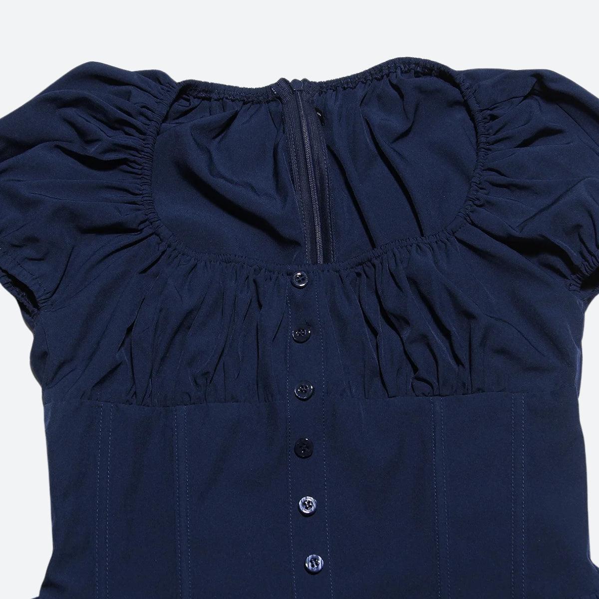 Square Neck Puff Sleeve Corset Fit and Flare Mini Dress - View 6
