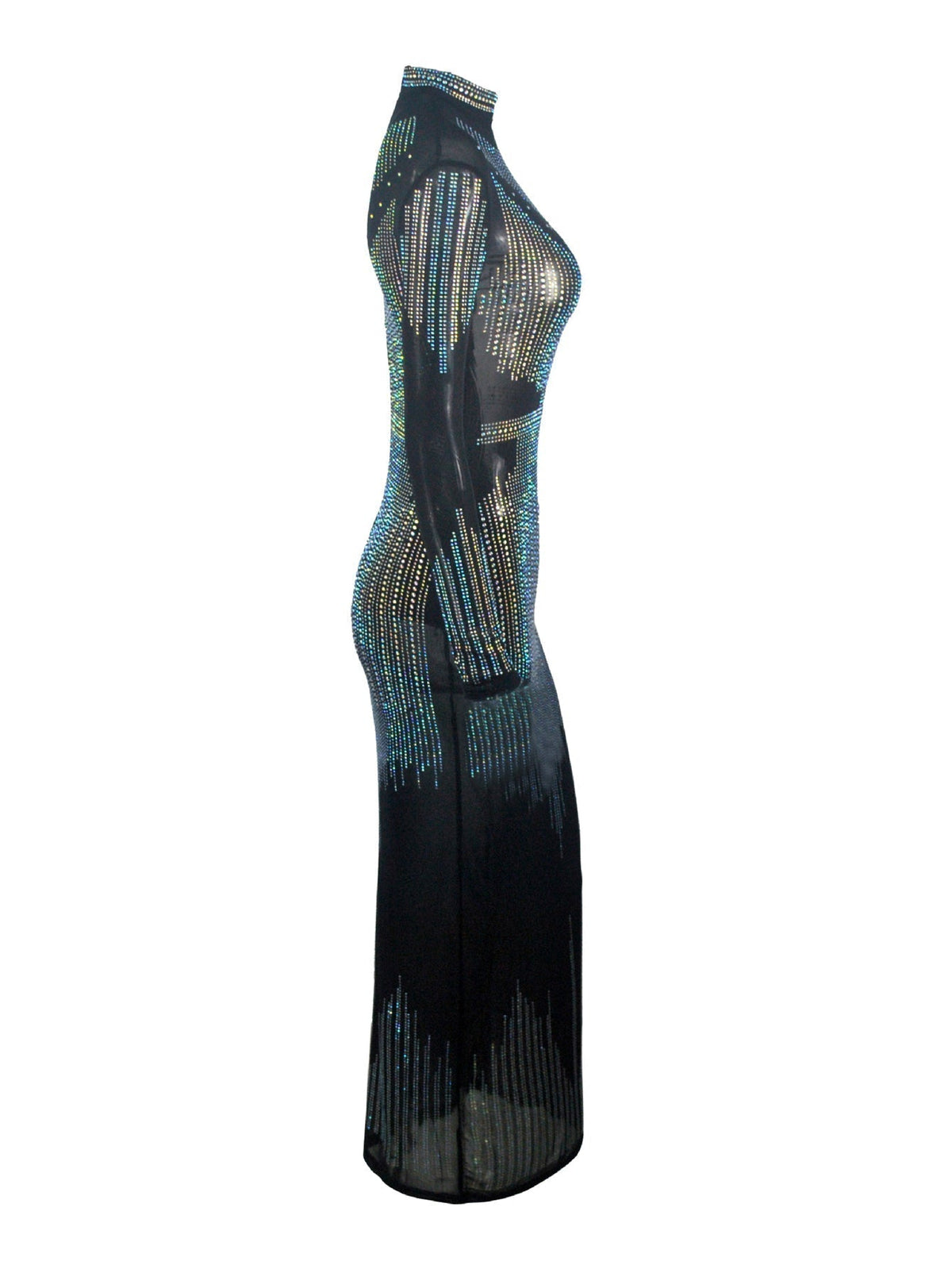KittenAlarm - Stand Neck Glitter Evening Dress