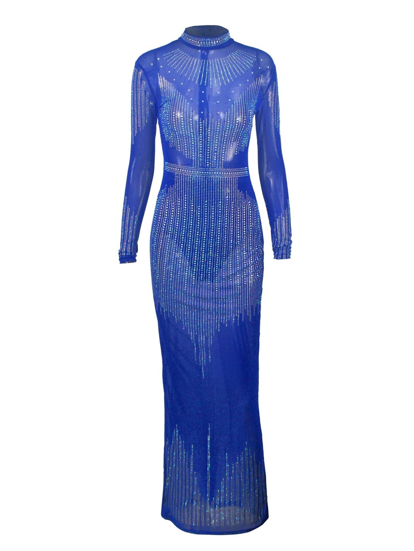 Stand Neck Glitter Evening Dress - Fashionpara