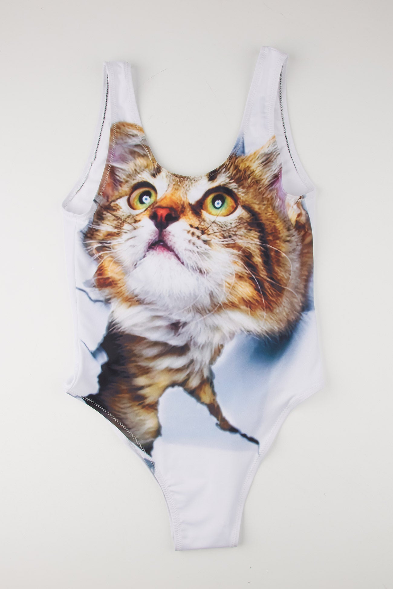 Staringly Cat Print One Piece Swimsuit