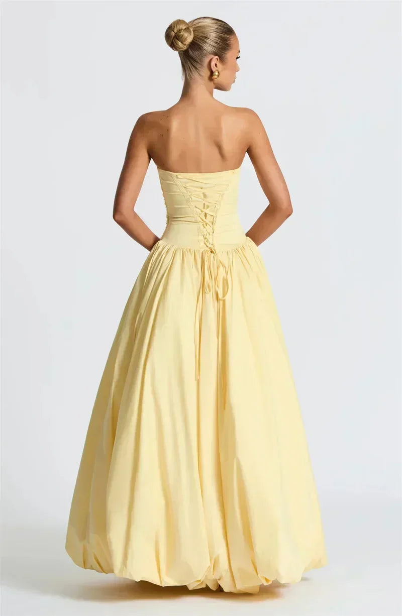 Strapless High Split Lace Up Back Maxi Dress - View 2