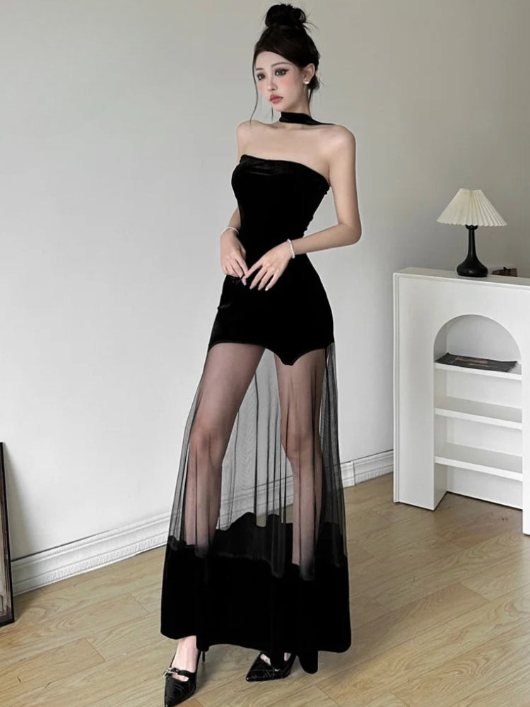 Strapless Sheer Maxi Dress - View 4