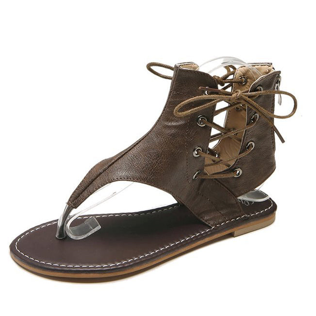 Strappy Open Toe Sandals With Zipper - Mislish