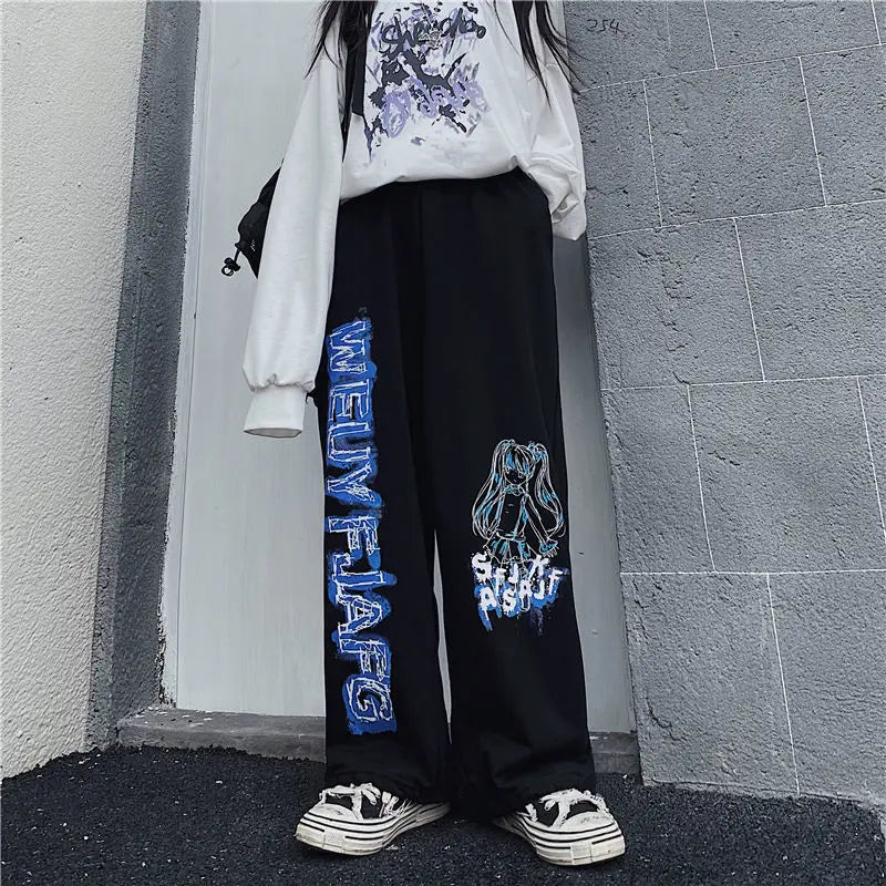 Anime Print Oversized Hip Hop Pants