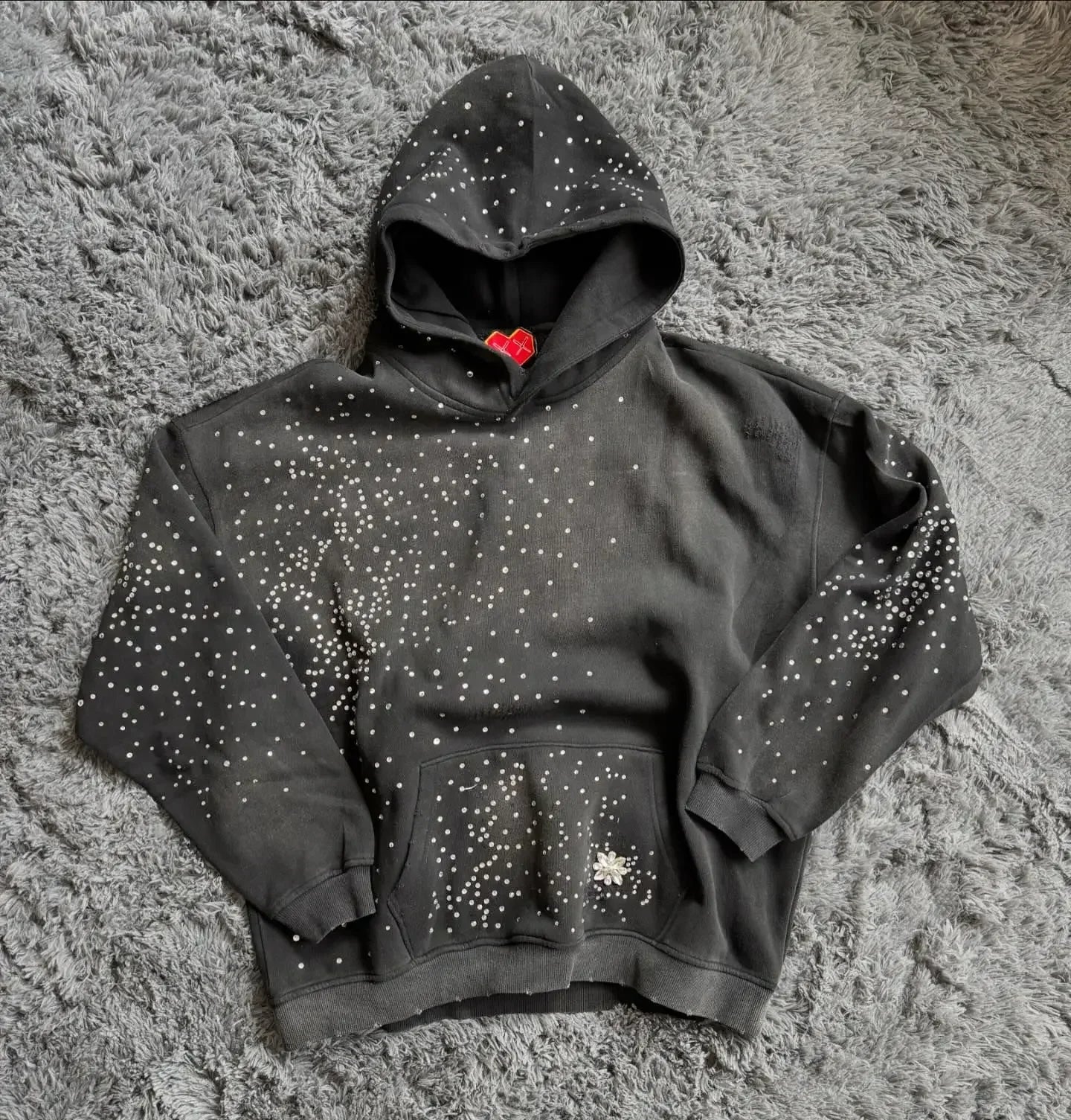 Rhinestone Black Pullover Hoodie