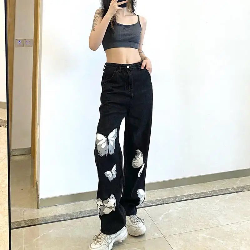 Y2K Vintage Black Wide Leg Jeans Pants