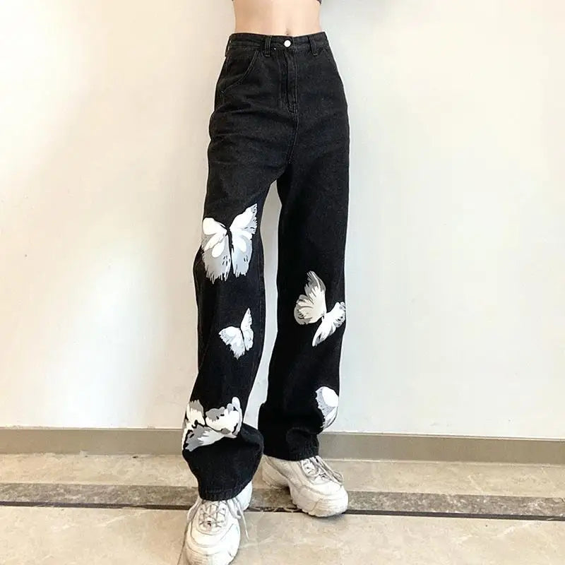 Y2K Vintage Black Wide Leg Jeans Pants