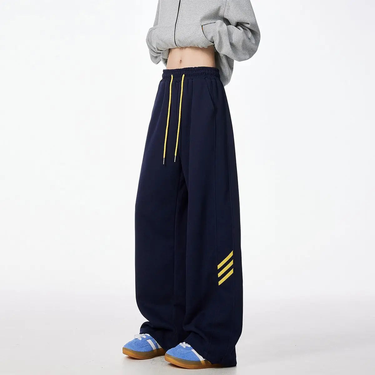 Striped Fleece Motion Loose Pants