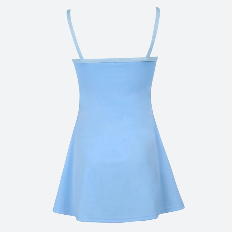 Striped Patch Satin Mini Dress - Fashionpara