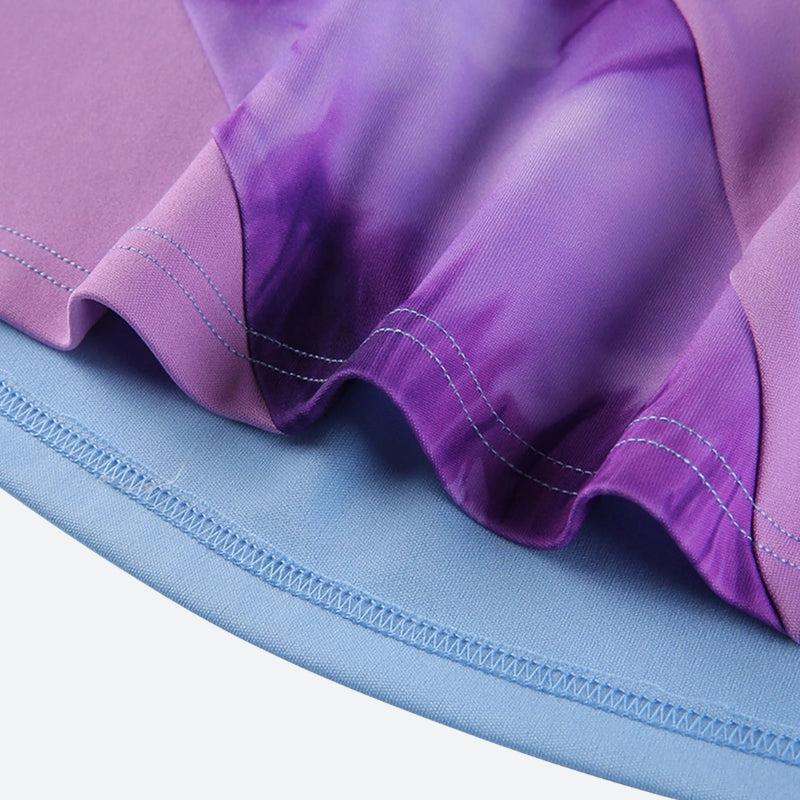 Striped Patch Satin Mini Dress - Fashionpara