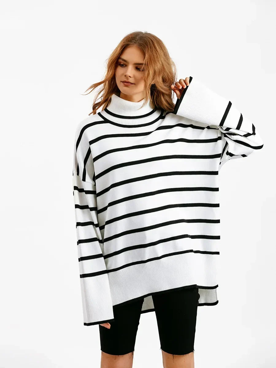 Striped Casual Thick Black Sweater