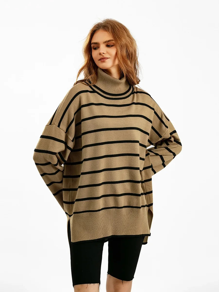 Striped Casual Thick Black Sweater