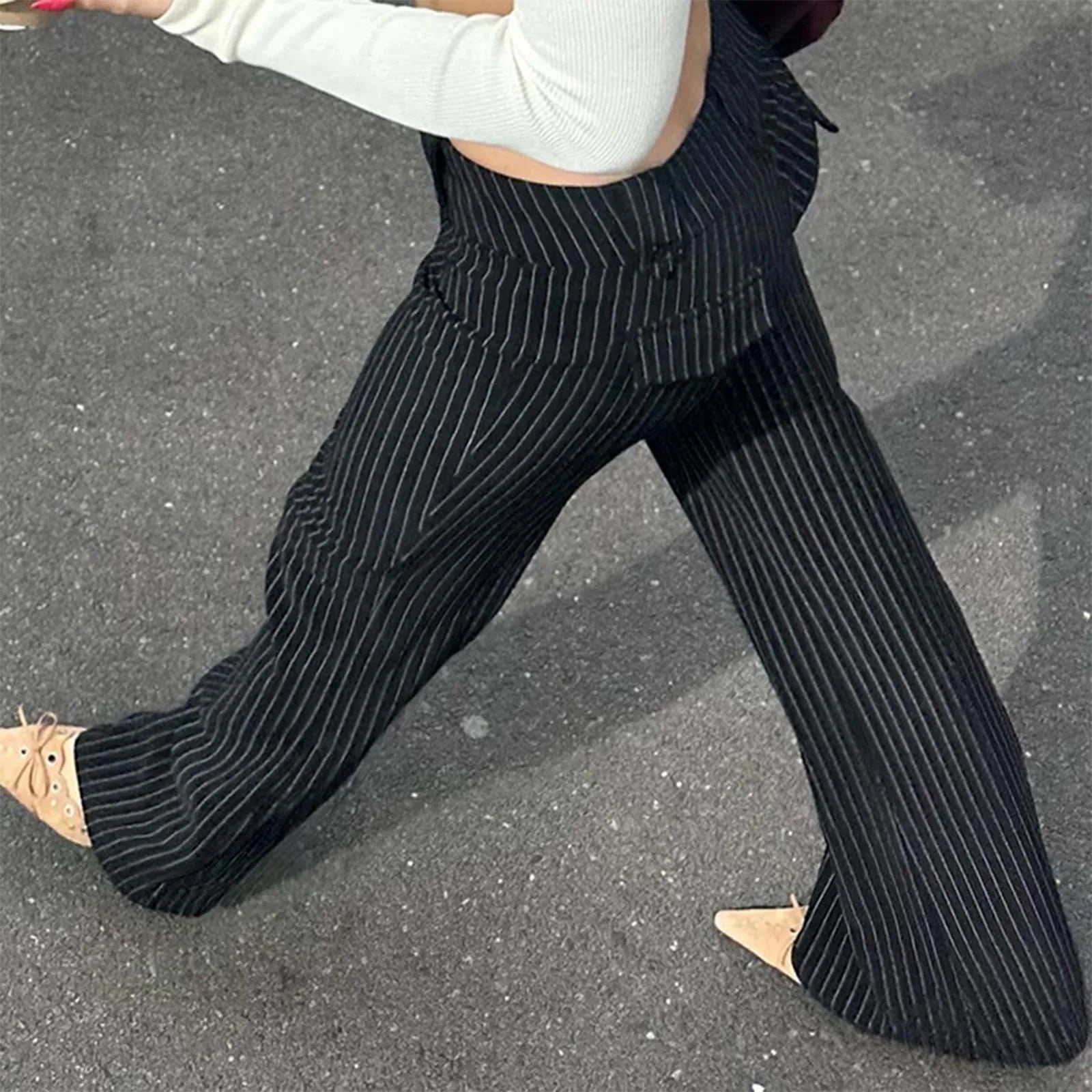 Slim Fit Striped Low Rise Pants